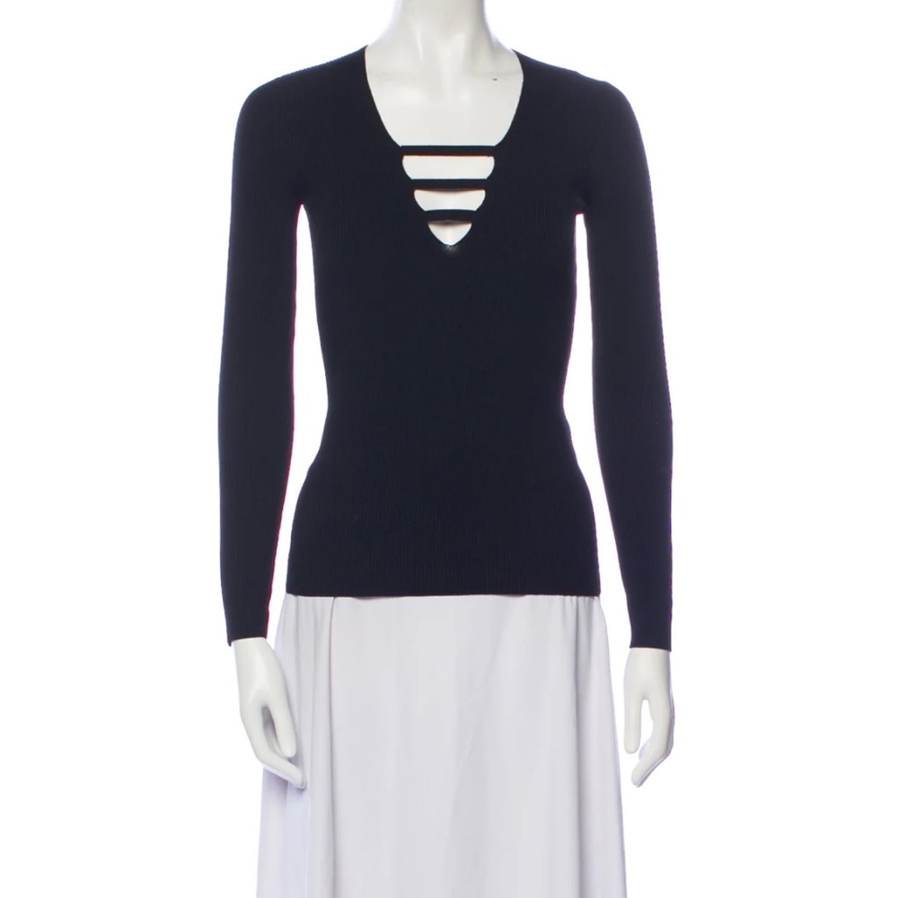 Sandro Plunge Neckline Long Sleeve Top